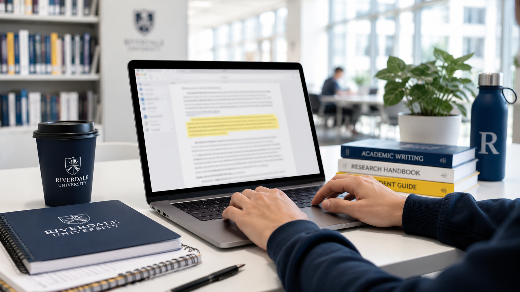Student reviewing an essay before submitting it through Turnitin